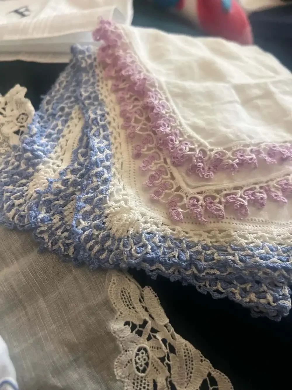 Collection of 15 Vintage Embroidered and Crochet Lace Handkerchiefs